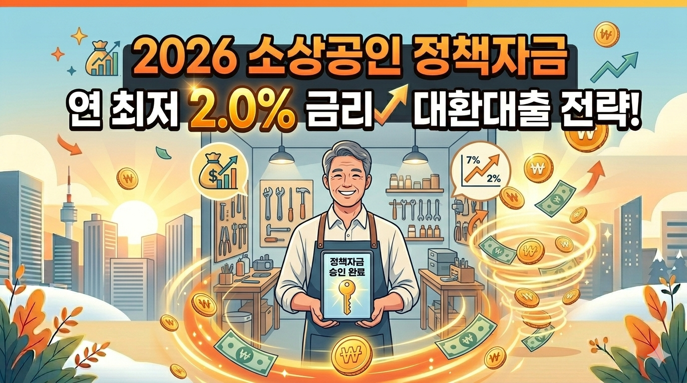 2026 소상공인 정책자금 저금리 승인 혜택과 신청 방법을 강조한 썸네일 이미지