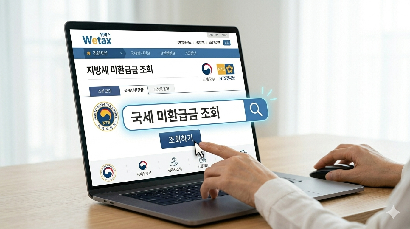 국세청 환급 통장과 황금 열쇠, 금화를 통해 국세 미환급금 조회 및 자산 수호 성공을 시각화한 금융 전문 실사 이미지