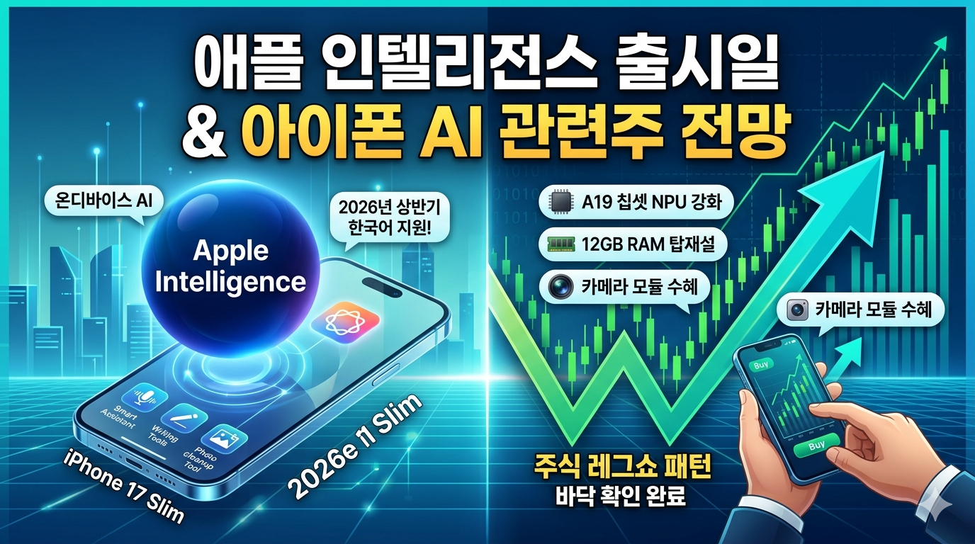 애플 인텔리전스 아이폰 AI 관련주 안내 포스터